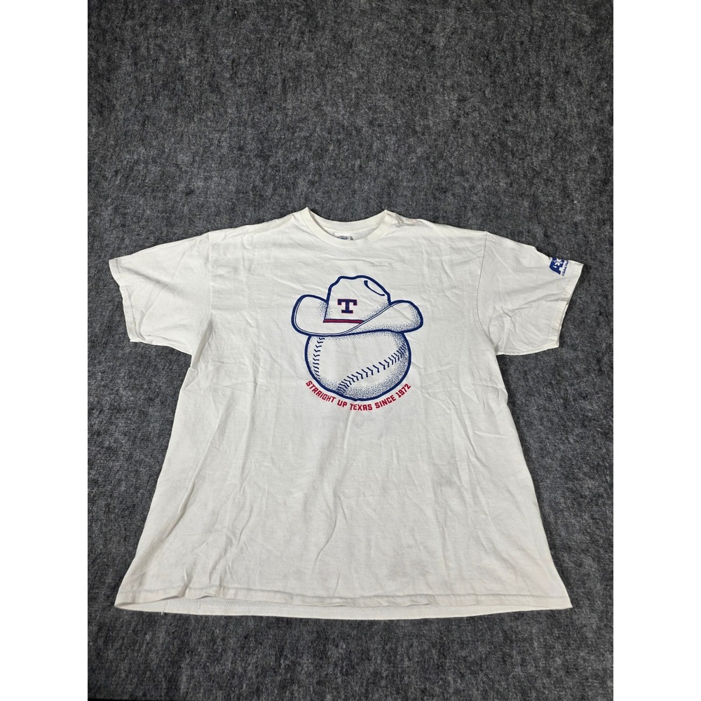 Texas Rangers 50th Anniversary T Shirt Mens XL White Cowboy Hat Baseball 2022
